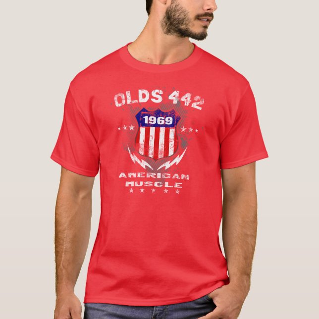 Camiseta Músculo americano 1969 de Olds 442 v3 (Anverso)