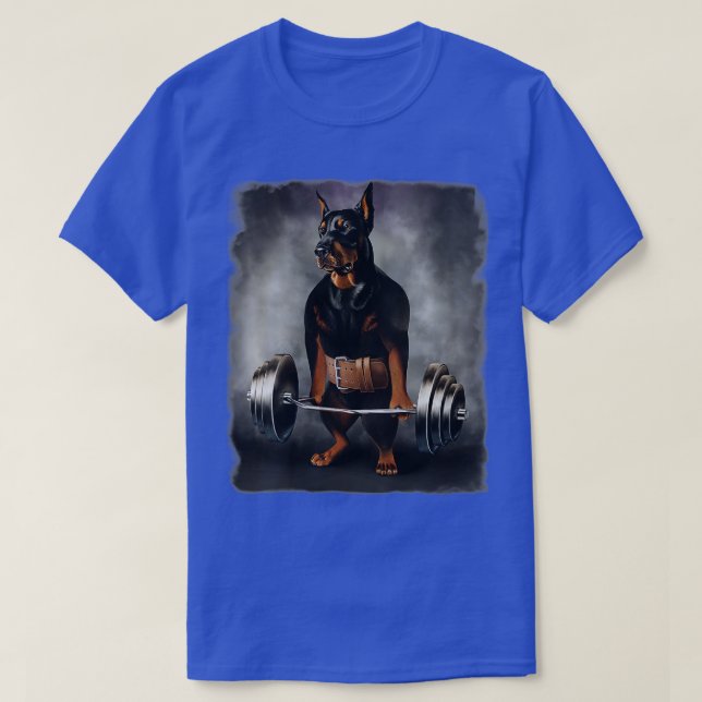 Camiseta Músculo de perro Doberman con Barbell Sh (Diseño del anverso)