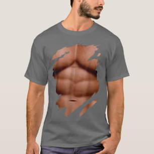 Camiseta Músculo Falso Bajo Disfraz de Halloween Mejores Ab