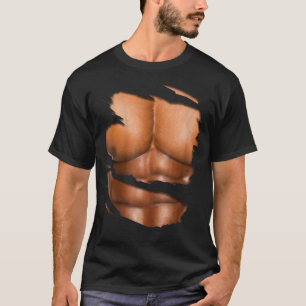 Camiseta Músculo falso bajo la ropa seis paquete despojado 