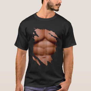 Camiseta Músculo falso debajo del pecho Seis paquete arranc