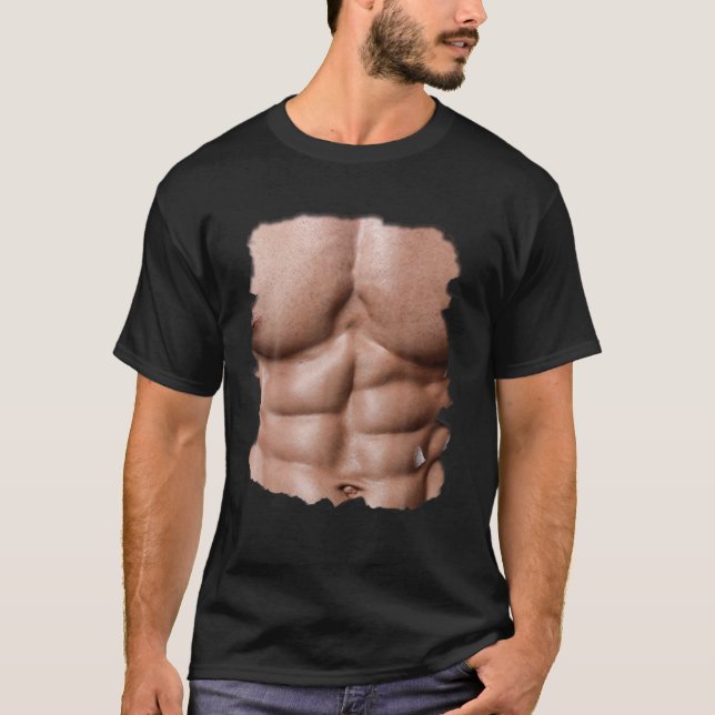Camiseta Músculo falso masculino debajo del pecho Seis paqu (Anverso)