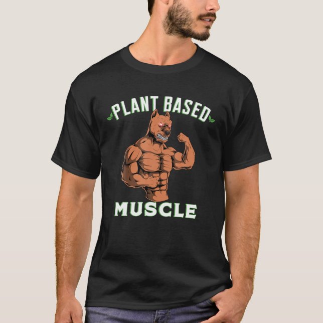 Camiseta Músculos de plantas Poderosos de Perro Pitbull Ame (Anverso)