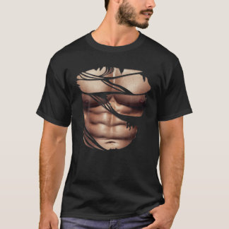Camiseta Músculos falsos desgarrados Torn pecho Seis Pack A