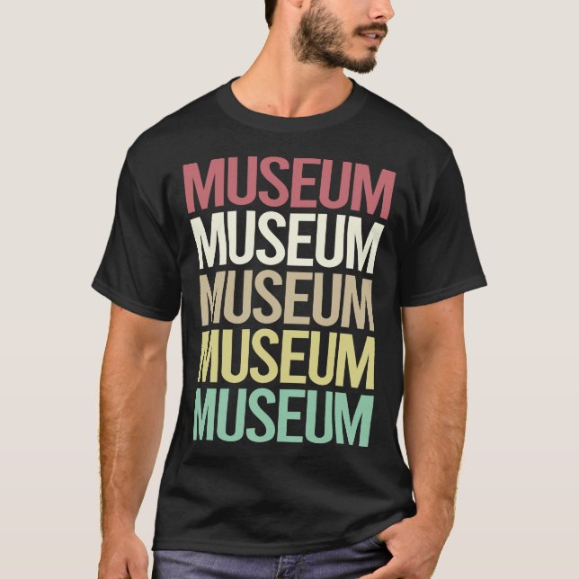 Camiseta Museo de texto colorido (Anverso)