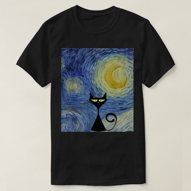 Camiseta Museo Nocturno De La Noche Del Gato Negro Van Gogh (Diseño del anverso)
