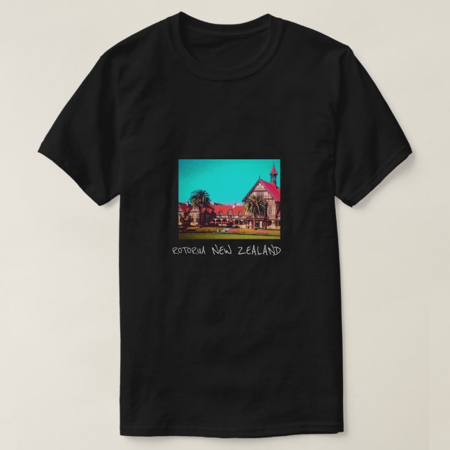 Camiseta Museo Rotorua de viajes de Nueva Zelanda (Diseño del anverso)