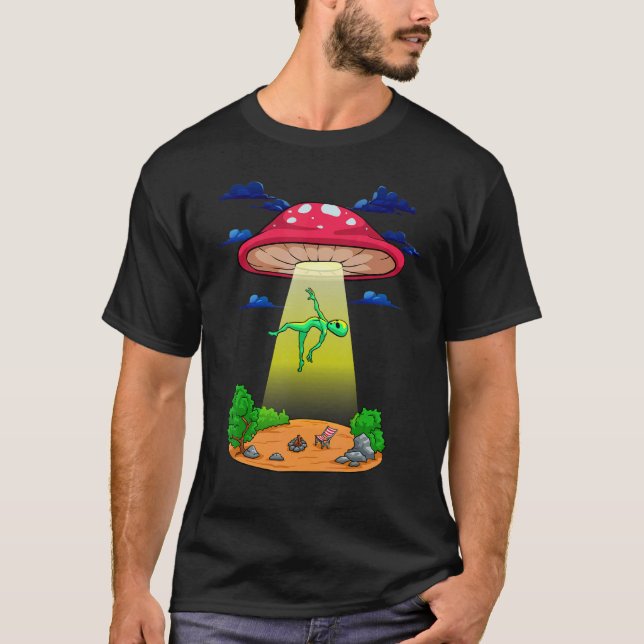 Camiseta Mushroom Alien Abduction Psychedelic  Space UFO Fu (Anverso)