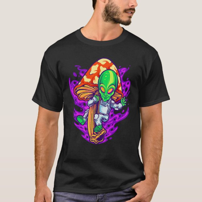 Camiseta Mushroom Alien Espacio Psicodélico Shroom Hippie F (Anverso)
