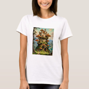 Camiseta Mushroom Castle Fantasy Art Whimsical Desi