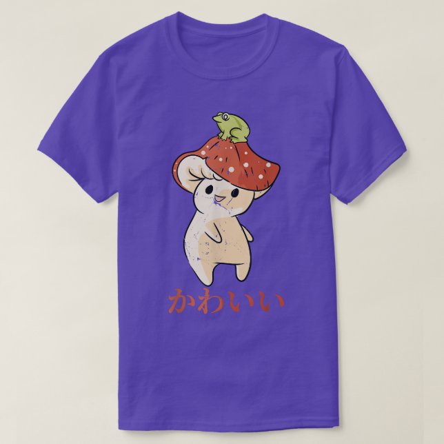 Camiseta Mushroom - Cute Kawaii Anime Frog - Japanese Aesth (Diseño del anverso)