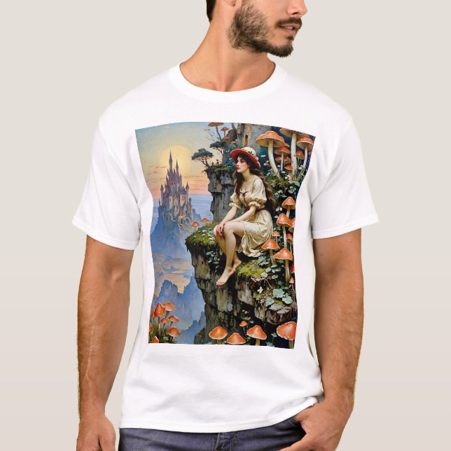 Camiseta Mushroom Fantasy Dreamscape Enchado Castillo Art T (Anverso)