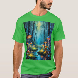 Camiseta Mushroom Forest Magic Glow Scene Tee