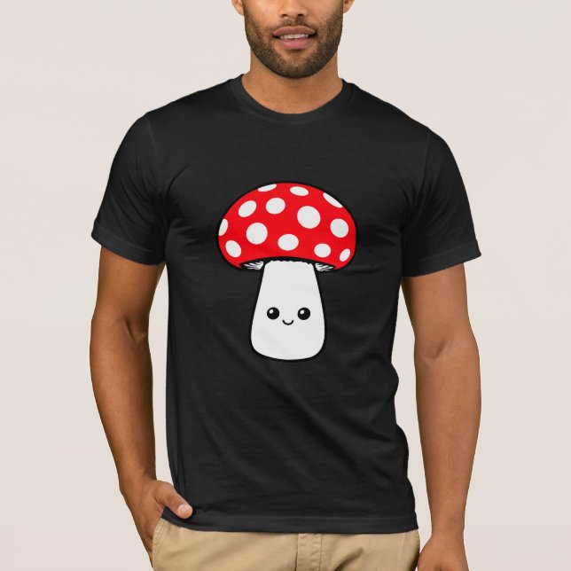 Camiseta Mushroom Happy Cute Smiling Face Kawaii Cheerful (Anverso)