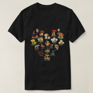Camiseta Mushroom Mycology Chart Fungi Lover Shirt