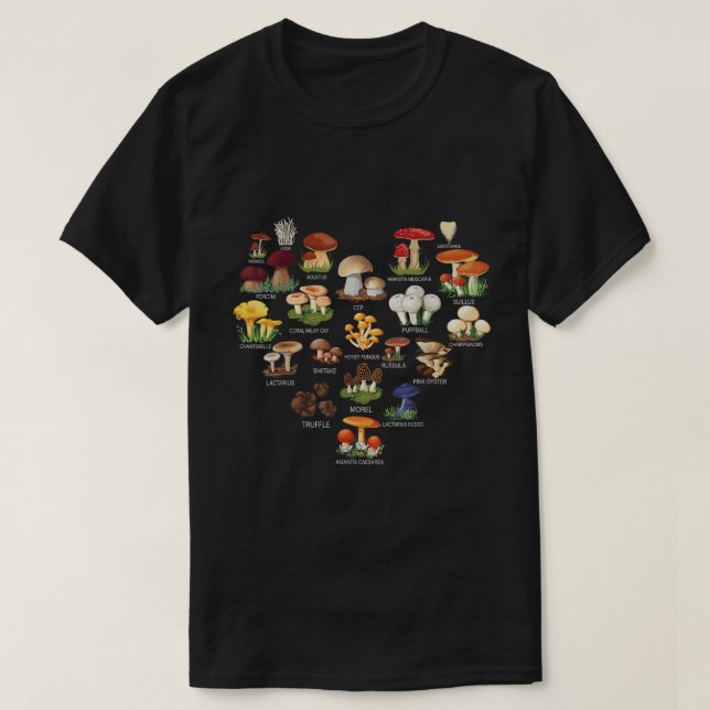 Camiseta Mushroom Mycology Chart Fungi Lover Shirt (Diseño del anverso)