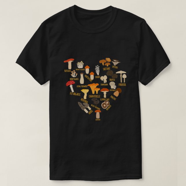 Camiseta Mushroom Mycology Fungi Foraging Heart Love Chart (Diseño del anverso)
