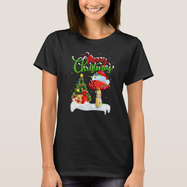Camiseta Mushroom  Xmas Decorations Santa Mushroom Christma (Anverso)