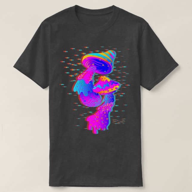 Camiseta Mushrooms Glitch Psychedelic (Diseño del anverso)