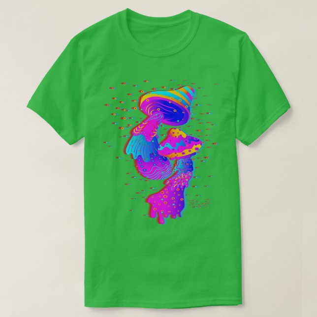 Camiseta Mushrooms Glitch Psychedelic (Diseño del anverso)