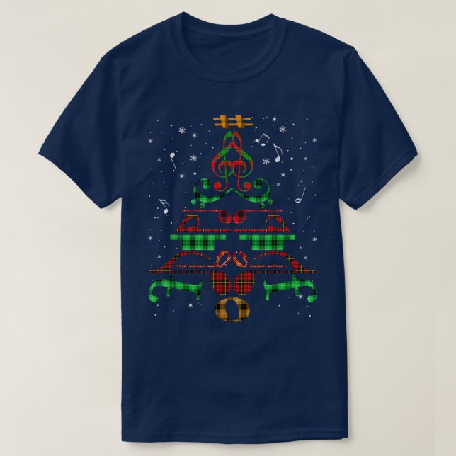 Camiseta Music Christmas Tree Music Notes Treble Clef Decor (Diseño del anverso)