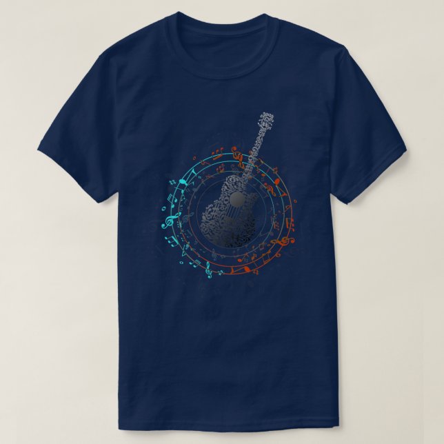 Camiseta Music Circle Guitarist Gift Idea, Music Notes  (Diseño del anverso)