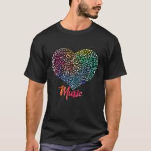 Camiseta Music Heart Notes T shirt Love Singers Band・