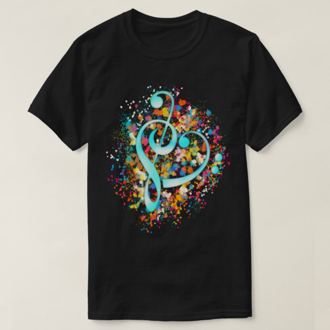 Camiseta Music Heart Treble Bass Clef Classic T-Shirt (Diseño del anverso)