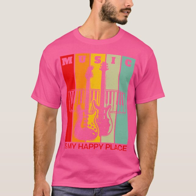 Camiseta Music Is My Happy Place Music Lover Guitar Keyboar (Anverso)