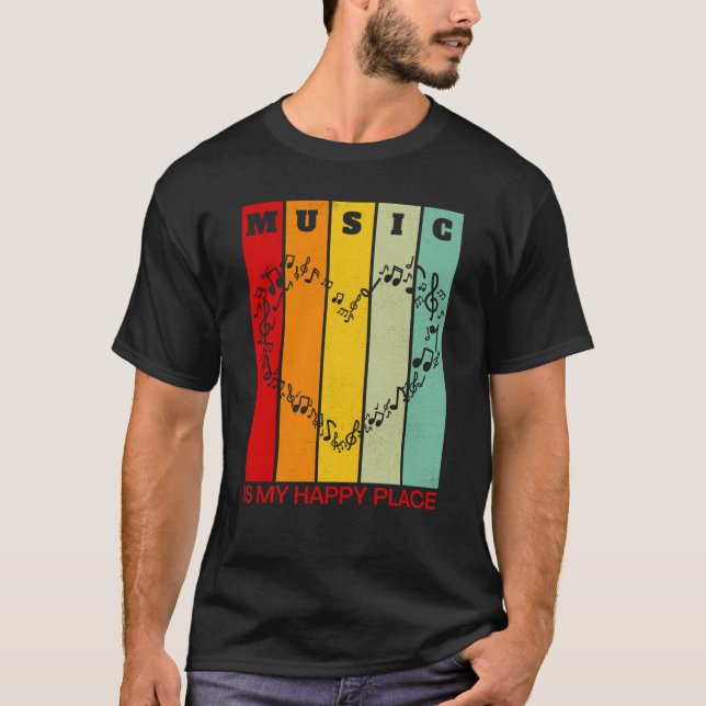 Camiseta Music is My Happy Place Valentine Musician Singer (Anverso)