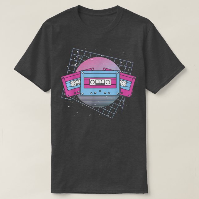 Camiseta Music Lover 80s Art Cassette Synthwave Vaporwave M (Diseño del anverso)