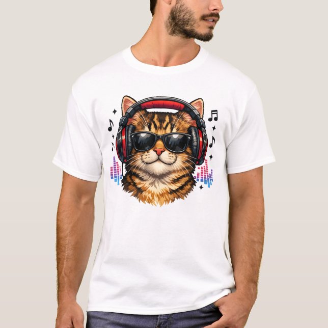Camiseta Music Lover Cat With Headphone (Anverso)