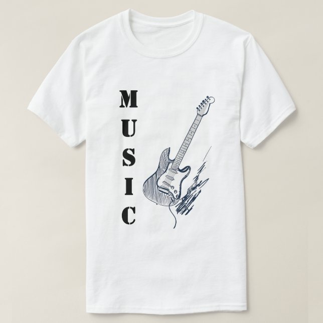 Camiseta Music Lover Classic Guitar Tee – Casual T-Shirt (Diseño del anverso)