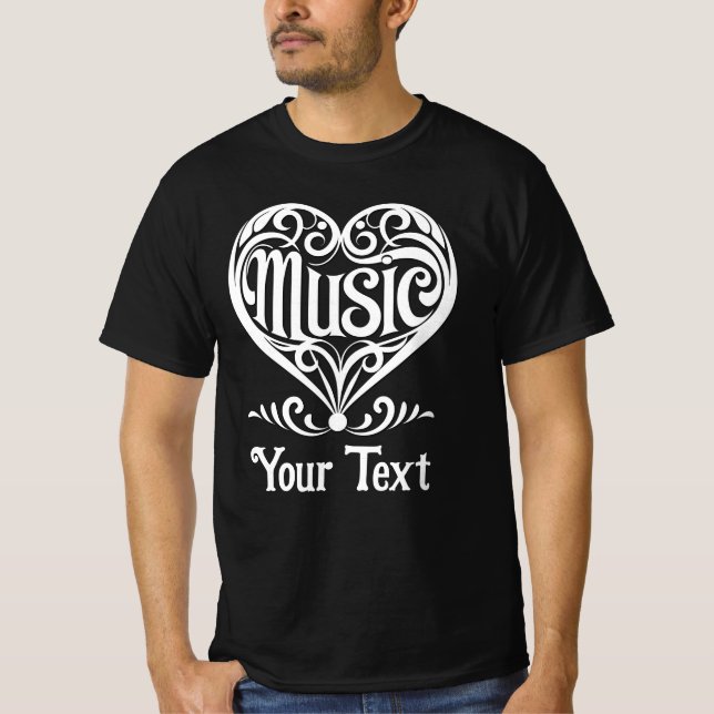Camiseta Music Lover Elegant Scrolled Heart Personalized (Anverso)