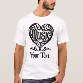 Camiseta Music Lover Elegant Scrolled Heart Personalized