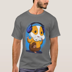 Camiseta Music Lover I DJ Headphones I Cute Guinea Pig 
