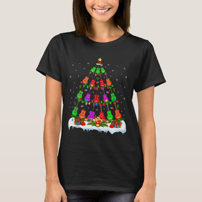 Camiseta Music Lover Musical Ukulele Guitar Christmas Tree  (Anverso)