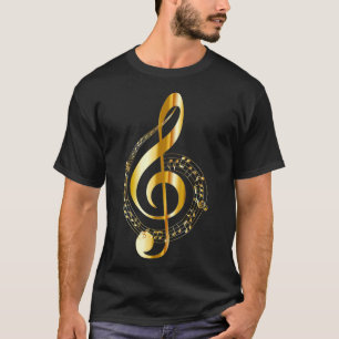 Camiseta Music Note Gold Treble Clef Symbol T para