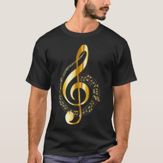 Camiseta Music Note Gold Treble Clef Symbol T para