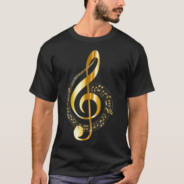 Camiseta Music Note Gold Treble Clef Symbol T para (Anverso)
