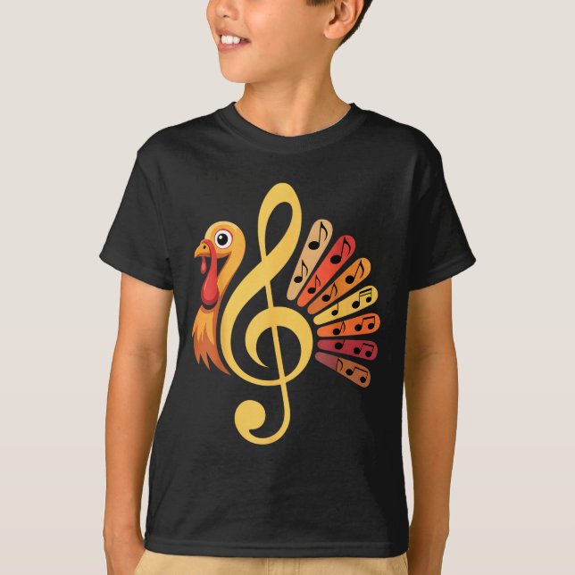 Camiseta Music Note Symbol Turkey Teacher Fall Thanksgiving (Anverso)