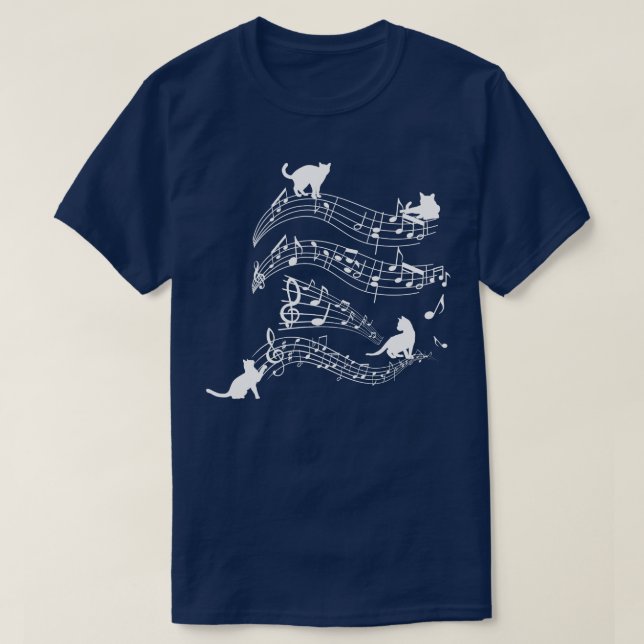 Camiseta Music Notes Cats Musical Score Funny Kittens (Diseño del anverso)