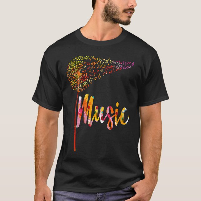 Camiseta Music Notes Dandelion Flower For Men Women (Anverso)