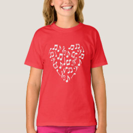 Camiseta Music Notes Heart Shirt (Rojo y Blanco)