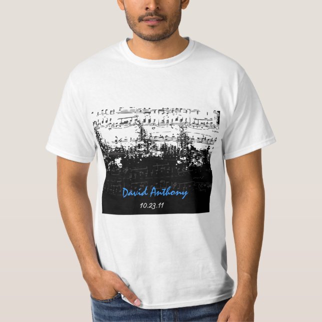 Camiseta Music Notes Stars Bar Mitzvah T Shirt (Anverso)