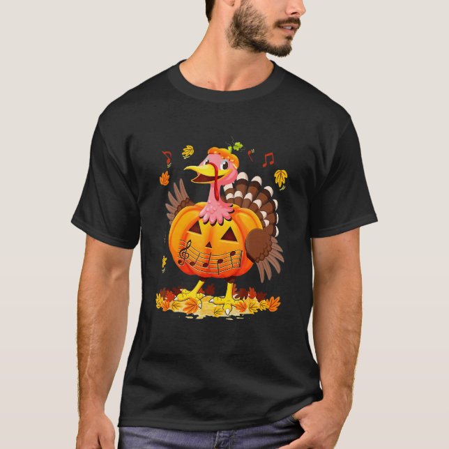 Camiseta Music Notes Turkey Costume Pumpkin For Teacher Tha (Anverso)