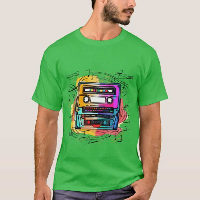 Camiseta Music tape retro old school 90s gift boy (Anverso)