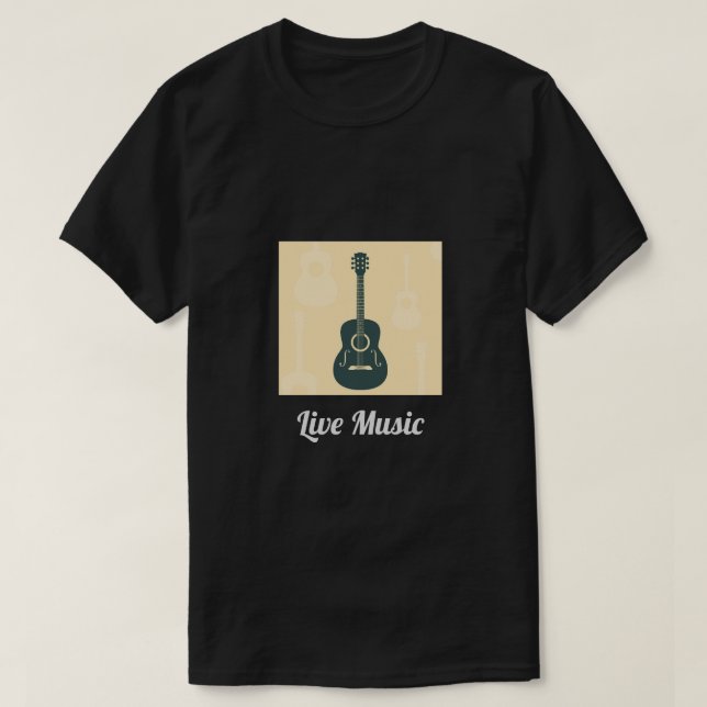 Camiseta Música acústica de la guitarra retra del lema de (Diseño del anverso)