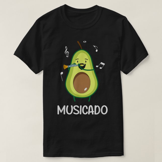 Camiseta Música Aguacate Tocando Diversión Del Músico Clari (Diseño del anverso)