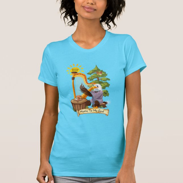 Camiseta Música al alma, Eagle que toca una arpa, mujeres (Anverso)